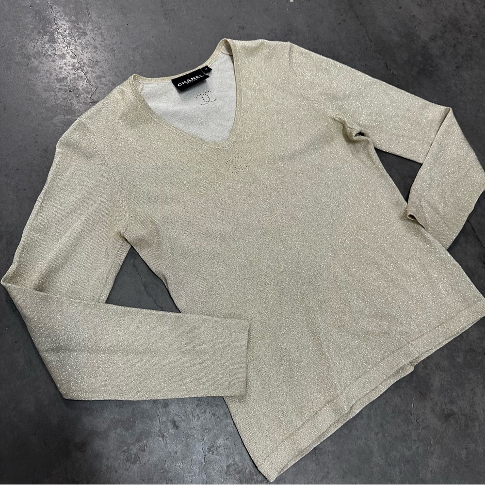 Chanel Gold Glitter Top